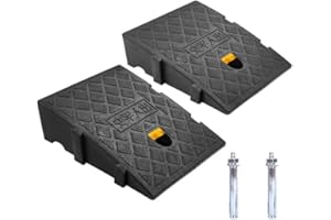 Lot de 2 rampes de trottoir, rampes de trottinette, rampes de seuil portables et légères pour allée, trottoir, fauteuils roulants et scooters, rampe de seuil avec 2 boulons d'extension (25 x 27 x 7