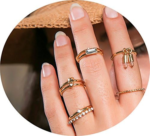 WLONLINE Vintage Womens Boho Turkish Above Knuckle Stack Nail Joint Band Midi Mid Finger Tip Set