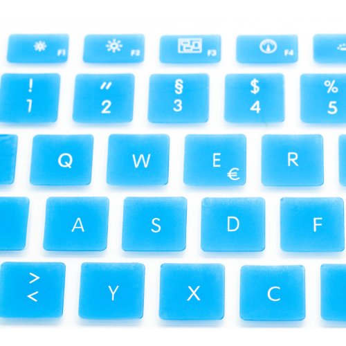 MiNGFi Deutsche Tastatur Silikon Schutz Abdeckung QWERTZ für MacBook Pro 13, 15, 17 Air 13 Zoll EU Keyboard Layout Silicone Cover – Light Blau - 2