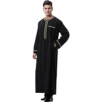 Lange mouwen Aman Abaya Jubba Thobe voor mannen Kaftan Pakistan Muslim Saoedi-Arabië Djellaba Islam Kleding Gebedsgewaad Afghaans