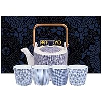 Tokyo Design Studio, Juego, Tetera Tetera 0,8 l y 6 – Taza de té, diseño Nippon Blue