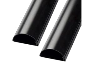 LOOPS 2m (2x 100cm) – 16mm x 8mm Black Trunking | HALF ROUND Cable Conduit Cover | HDMI AV TV Ethernet & Speaker Wire Ducting | Wall Tidy Management | Self-Adhesive Backing EASY INSTALL | Neat Skirting Home