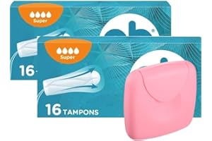 NORTHERNSCAPE Tampon Kit ProComfort Super 32 Tampons (2 Packs of 16) | Leak Protection | Normal Absorbent | Long Lasting Protection | with Assorted NS Tampon Case