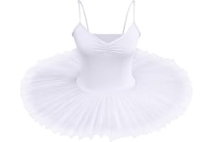 IDOPIP Ballet Leotards for Women Swan Lake Ballerina Costume Camisole Skirted Leotard Professional Adult Swan Ballet Tutu Skirt Hard Organdy Platter Performance Leotard Skirt for Practice