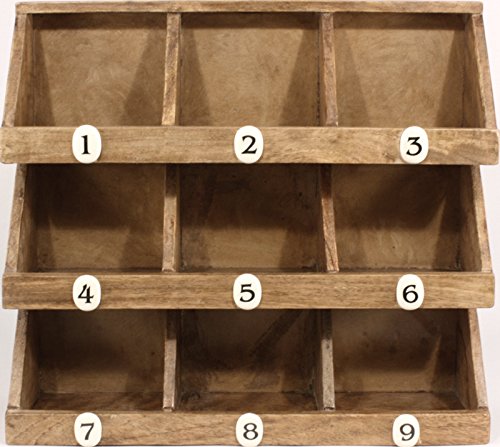 marymarygardens Rustic Wooden Storage Rack With 9 Numbered Compartments