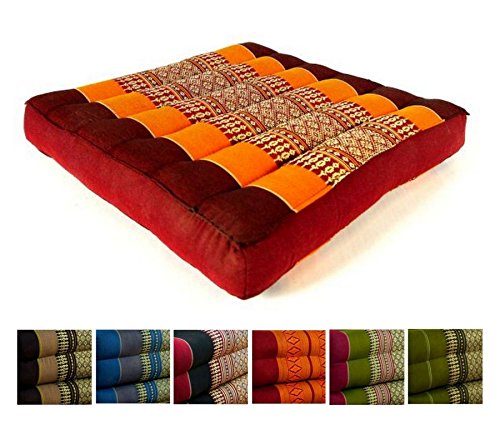Kapok Sitzkissen 35x35x6,5cm der Marke Asia Wohnstudio, optimal als Stuhlauflage oder Meditationskissen, Bodenkissen bzw. Stuhlkissen (orange)
