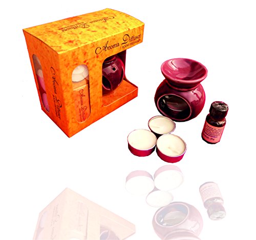 Pure Source India Ceramic Aroma Burner 10 ML Relaxing aroma oil with 4 Tea Light Candle RS.325 (67.00% Off) - Amazon