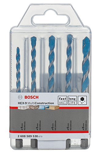 Bosch 2608589530 HEX-9 Multi Construction Mehrzweckbohrer im 5er-Set, 5/6/8°mm - 2