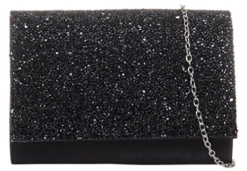 Girly HandBags Diamante Clutch Bag -- Black