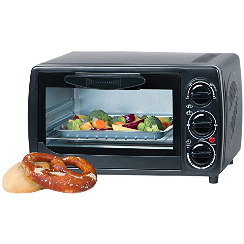 Minibackofen 12 Liter mit Unterhitze, Oberhitze, 1000 Watt bis 250 Grad, 60 Minuten Timer, 3 Einschubhoehen / Doppelverglaste Tuer mit Gummidichtung, Mini Ofen - 3