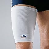 SDA Bi-Lateral Elastic THIGH COMPRESSION SUPPORT Pulled Hamstring SLEEVE by LP - Bruised / Tender / Strained Muscles / Quad Brace Strap / Pain Relief / Sports Injury Recovery Sleeve (S - 35.6-44.5cm)