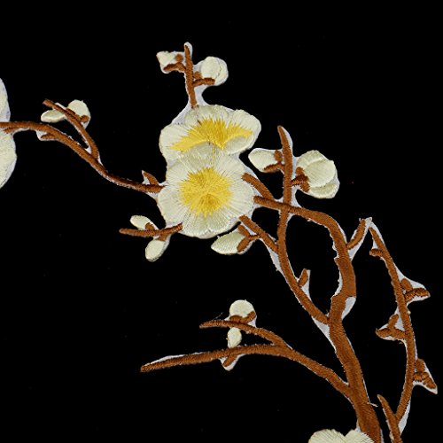 1Pcs Plum Blossom Blumen-Stickerei-Spitze Aufnäher Aufbügler Applikation Applique Bügelbilder Flicken Embroidered Iron on Patches (Gelb 3) - 6