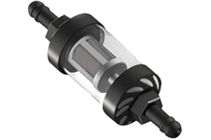 Yangers Motorbike Inline Fuel Filter, Universal 8mm Screw Size Fitting Hose 5/16" Washable Petrol Diesel Fuel Oil Filter Chrome Glass Stainless Steel for Motorcycle