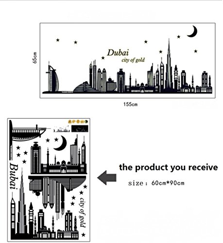 Fluorescent Wall Sticker Wallpapers für Schlafzimmer Wohnzimmer Abnehmbare Home Decal Vinyl Art Decor DIY Dekoration (Dubai City) - 7