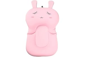 belupai Tapis de bain bébé nouveau-né pliable bébé bain baignoire coussin chaise étagère nouveau-né siège de baignoire nouveau-né coussin tapis de bain(Lapin rose)