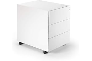 D-Segno Cassettiera da Scrivania in Metallo con Ruote - Ufficio Design Minimal, Dimensioni 54× 42× 53,5, con Chiave, Made in Italy (Bianco)
