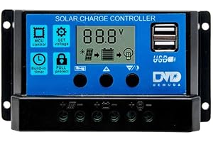 MACHSWON Regolatore per caricabatterie solare, regolatore di carica del regolatore di batteria del pannello solare 40A 12V / 24V con doppia porta USB e display LCD per casa barca
