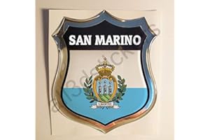 All3DStickers Adesivi San Marino Scudetto 3D Bandiera San Marino Resinati Adesivo Vinile Resinato