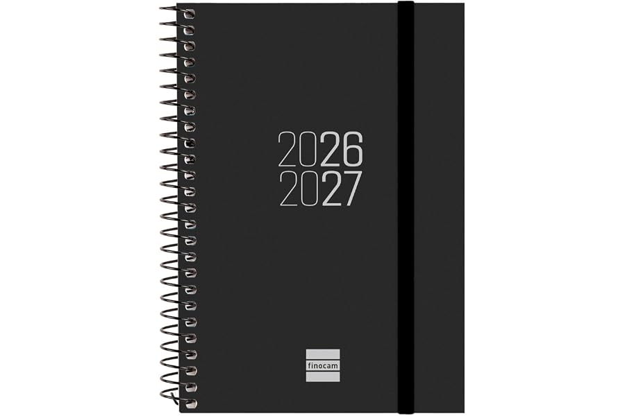 Finocam Espir Agenda Curso 2026 2027 | Semana Vista Horizontal · Septiembre 2026 - Agosto 2027 (12 meses) | Negro · Idioma: E