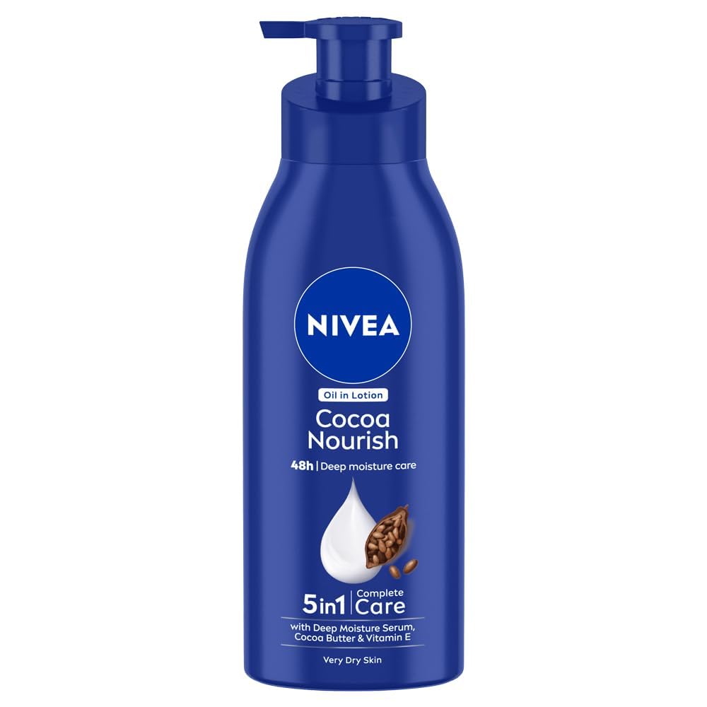 NIVEA Cocoa Nourish 400ml Body Lotion with Deep Moisture Serum| 48 H Moisturization | With Cocoa Butter & Coconut Oil | Non G