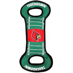 Pets First NCAA Football Field Dog Toy with Squeaker. - Louisville Cardinals - for Tug, Toss, and Fetch. - Tough & Durable PET Toy