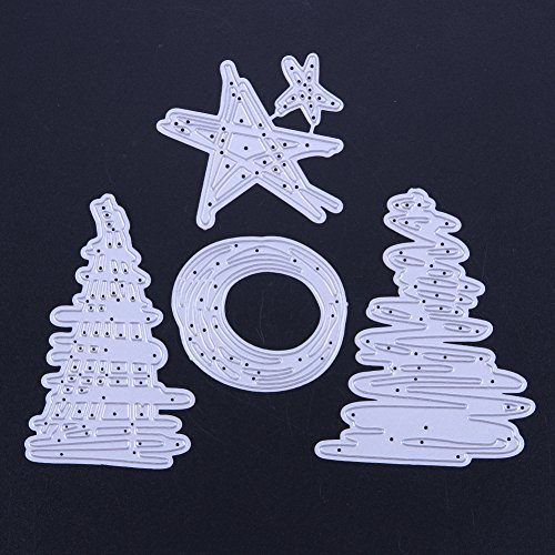 Amazingdeal365 4pcs Christmas Tree Metall Form Stanzschablonen Schablonen Schneiden DIY Dekor Sammelalbum Karten Buchzeichen Lesezeichen als Geschenk für Freunde Geburtstag Kinder,Kindergarten Hobby Schule Handarbeit Unterricht usw. Ein tolles Geschenk! - 5