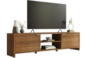 Madesa Mueble TV, Mesa Moderna para Salón y Dormitorio con 2 Puertas para TV de 65 Pulgadas, 180 x 38 x 40 cm, Madera - Marrón