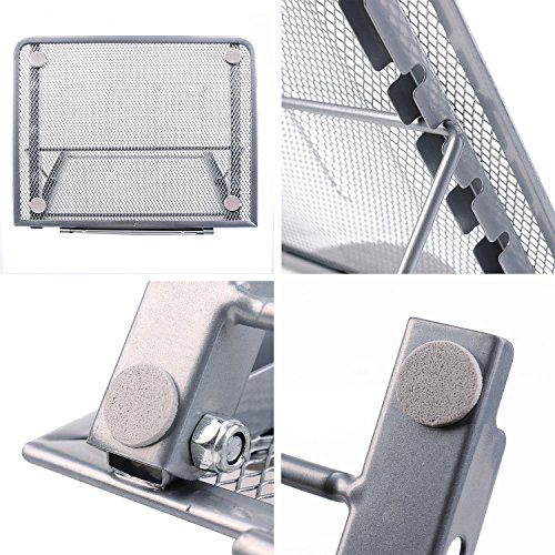 Faltbarer Laptop Tablet Ständer, InGoo Laptopständer Mesh Belüftet Kühler Halter Verstellbarer Computer Halterung Stütze Ständer für Laptop, Notebook, iPad Mini, iPhone, Tablets(Silber-Grau) - 5