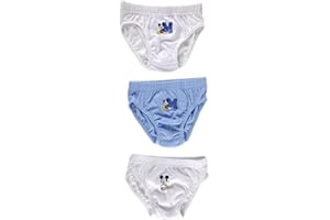 Ellepi Slip Bambino Topolino Cotone Elasticizzato 3 Mutande Bimbo Tinta Unita Fantasia Boxer Intimo Ragazzo Anni 2-3-4-5-6-7-8-9-10 Morbido Elastico Colori Anallergici Italia