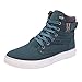 POIUDE High-Top Sneaker Herren Oxfords Herbst und Winter England Matte Leder Lässige Schuhe Turnschuhe Schuhe(Grün, 41)