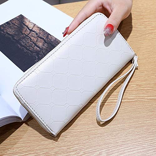 Preisvergleich Produktbild LYINHGL Rhombische Münzgeldbörse der Art und Weisefrauen Lange Reißverschlusskupplung, weiß