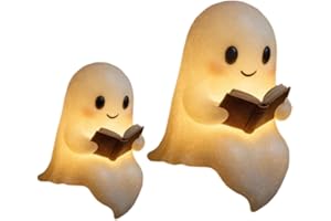 ‎SHARPLACE Sharplace 2 Stück Niedliche Geister-Leselampe, Halloween Ghost Reading Book Lamp, 3D-LED-Geisterstatue-Nachtlicht, Halloween Geist Lampe Weihnachtsdekoration für Leser, Buchliebhaber, Schlafzimmer