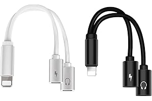 CELLWORLD 2er-Pack iPhone-Kopfhöreradapter und -Splitter,[Apple Mfi-Zertifiziert] iPhone-Adapter mit Zwei Anschlüssen Aux-Audiokabel Kompatibel mit iPhone 13/12/11/SE/XR/XS/8/7 für alle iOS (Silber + Schwarz)