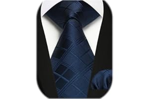 Enlision Krawaty dla mężczyzn ślub kratka krawat i poszetka zestaw męski krawat z chusteczką do formalnego biznesu