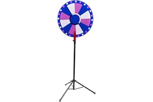ROMYIX 24" Color Prize Wheel Spinning Wheel 12 Slots Color Prize Wheel Spinner Game with Folding Tripod Floor Stand Height Adjustable