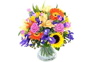 Clare Florist Fantastic Summer Memories Fresh Flower Bouquet Beautiful Fresh Lilies, Roses and Sunflowers Hand Arranged by Florists