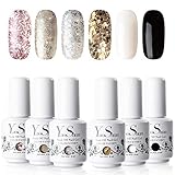 Vernis à Ongles Gel - Y&S UV LED Vernis Gel Semi Permanent Soak Off Manucure Nail Art Cadeau Kit, 6 Couleurs X 8ml Chaque Flacon, Lot Impression Brillant ...