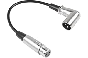 QIANRENON Kąt 90° XLR Mikrofon Krótki Kabel 3-Pinowy, Wtyczka Kątowa Prostopadła Do Gniazda, Symetryczny Kabel Audio, Przedłużacz Do Głośników, Mikserów, 30 cm
