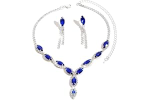 FDEETY Set di Gioielli da Donna Personalizzati Colore Cavallo Collana a Goccia Orecchini a Nappina Anallergici Collana e Orecchini da Sposa