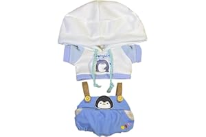 niannyyhouse 20cm Plush Doll Clothes Frog Puppy Lamb Penguin Hoodie Strap Pants 8in Soft Stuffed Plush Toy Dress up (a-4)