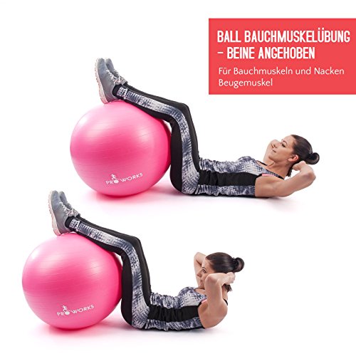 Proworks Anti-Platz Gymnastikball 65cm / 25.5” Hochleistungs Gymnastikball mit Pumpe - 6