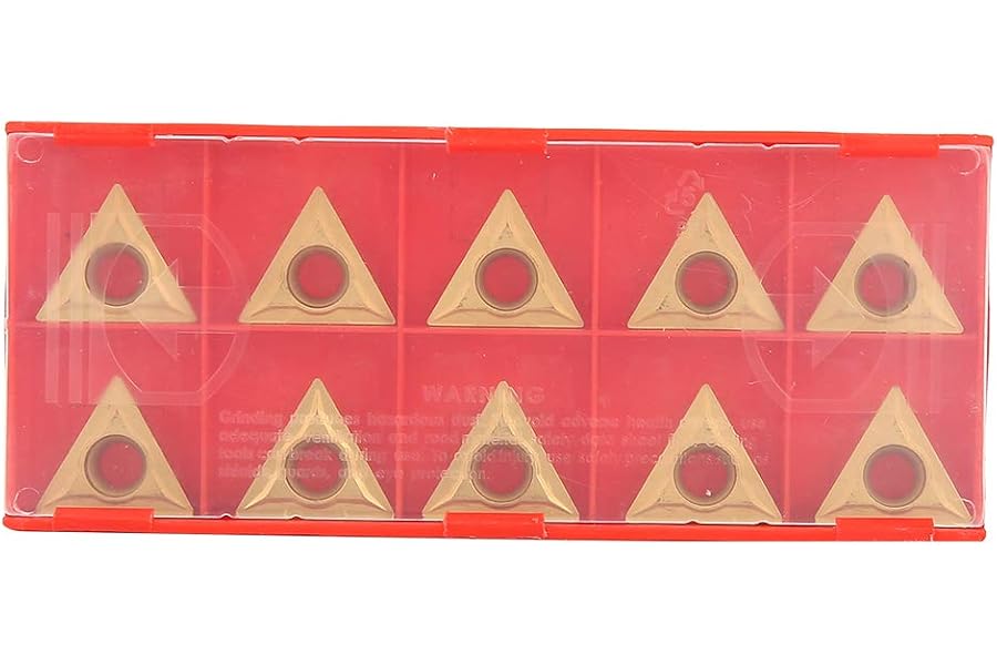 TCMT 16T304 Gold Triangular Tungsten Steel Carbide Insert, 10Pcs/Box High Toughness Triangular Carbide Insert, Wear Resistant for Finishing Semi-Finishing