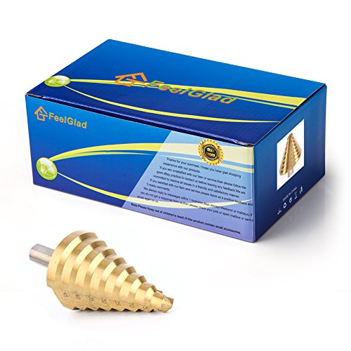 FeelGlad(TM) Professionelle HSS TiN Profi Stufenbohrer 10- 45 mm Schälbohrer Konusbohrer Kegelbohrer Fräser – Gold - 5