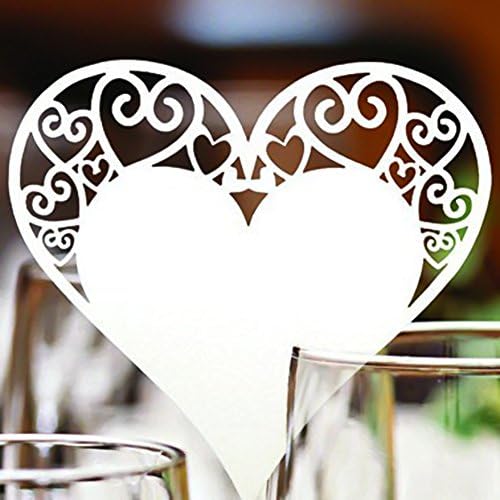 Weksi® 50pcs Love Heart Cut-out Wedding Birthday Christmas Table Decoration Place Name Cards