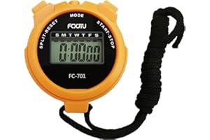 FCXJTU Digital Sports Stopwatch Timer, Single Lap/Split Memory Stopwatch with12/24 Hour Clock Alarm Calendar, Lanyard Battery Included for Running, Kids, Coaches