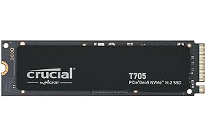 Crucial T705 4TB SSD PCIe Gen5 NVMe M.2, Up to 14,100MB/s, Microsoft DirectStorage, PCIe 4.0 Backwards Compatible, Internal Solid State Drive - CT4000T705SSD3