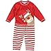 Childs Boys Girls Cute Christmas Reindeer Striped Pyjamas - Red - 6/12 Months