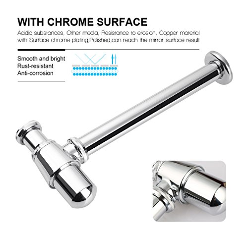 BONADE® Runde Form Röhrensifon Siphon Geruchverschluß 1 1/4″ für Waschtisch / Waschbecken, Messing verchromt - 6