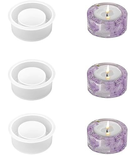 Pmkvgdy 4 stuks kaarsen staanders epoxy hars gietvormen kristal vorm siliconen schaal glas vorm voor kaarsen houder bloemen pot
