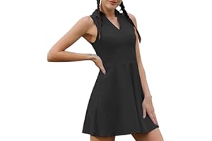 QWUVEDS Vestido de tenis para mujer, yoga, fitness, transpirable, ocio, deporte, vestido con falda